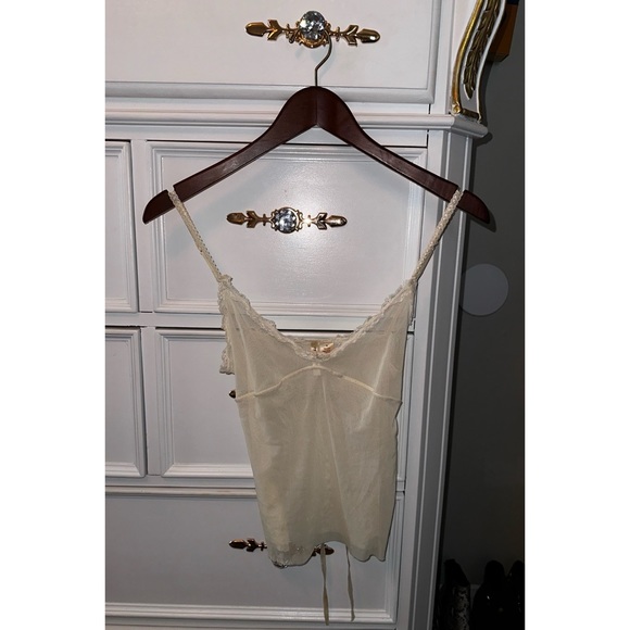 RARE Y2K True Vintage, Abercrombie & Fitch cream, sheer, lace camisole, Sz M - Picture 6 of 16